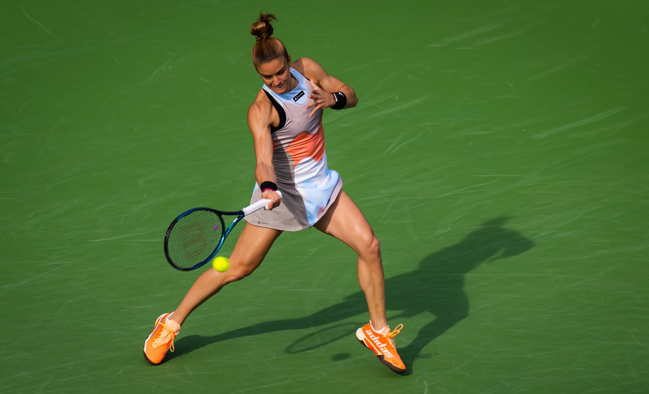 Maria Sakkari of Greece in action during the semifinal at Indian Wells